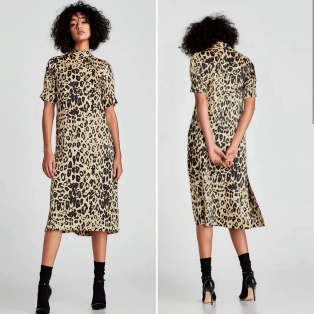 Zara Animal Print Satin Midi/Maxi Dress - excellent quality and condition